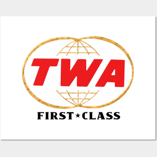 Vintage Metallic style TWA logo First Class Posters and Art